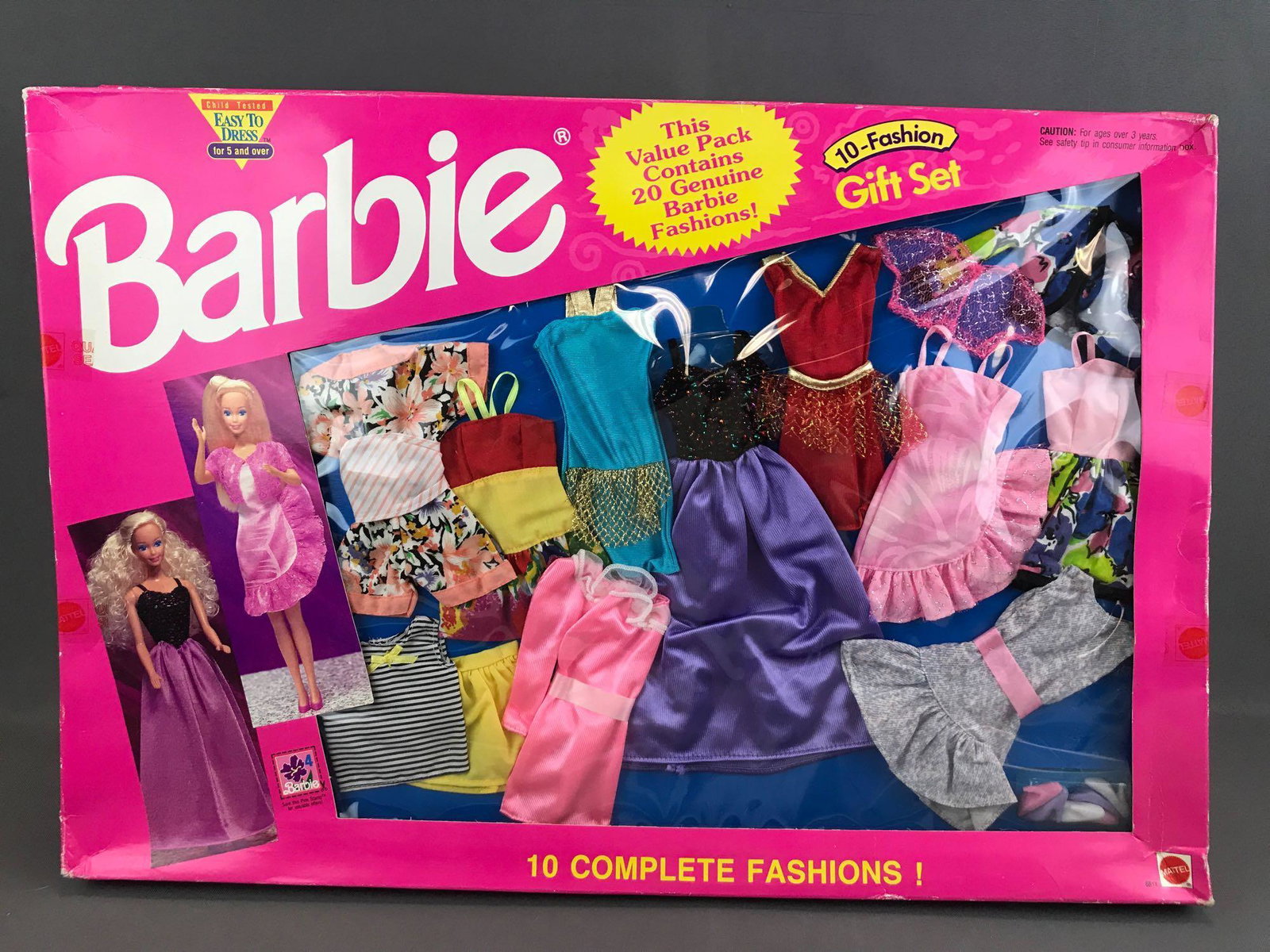 Group of 3 Mattel Barbie Fashion Value Gift Sets in: 60 fashions total. Packaging measures 22x15x2 inches