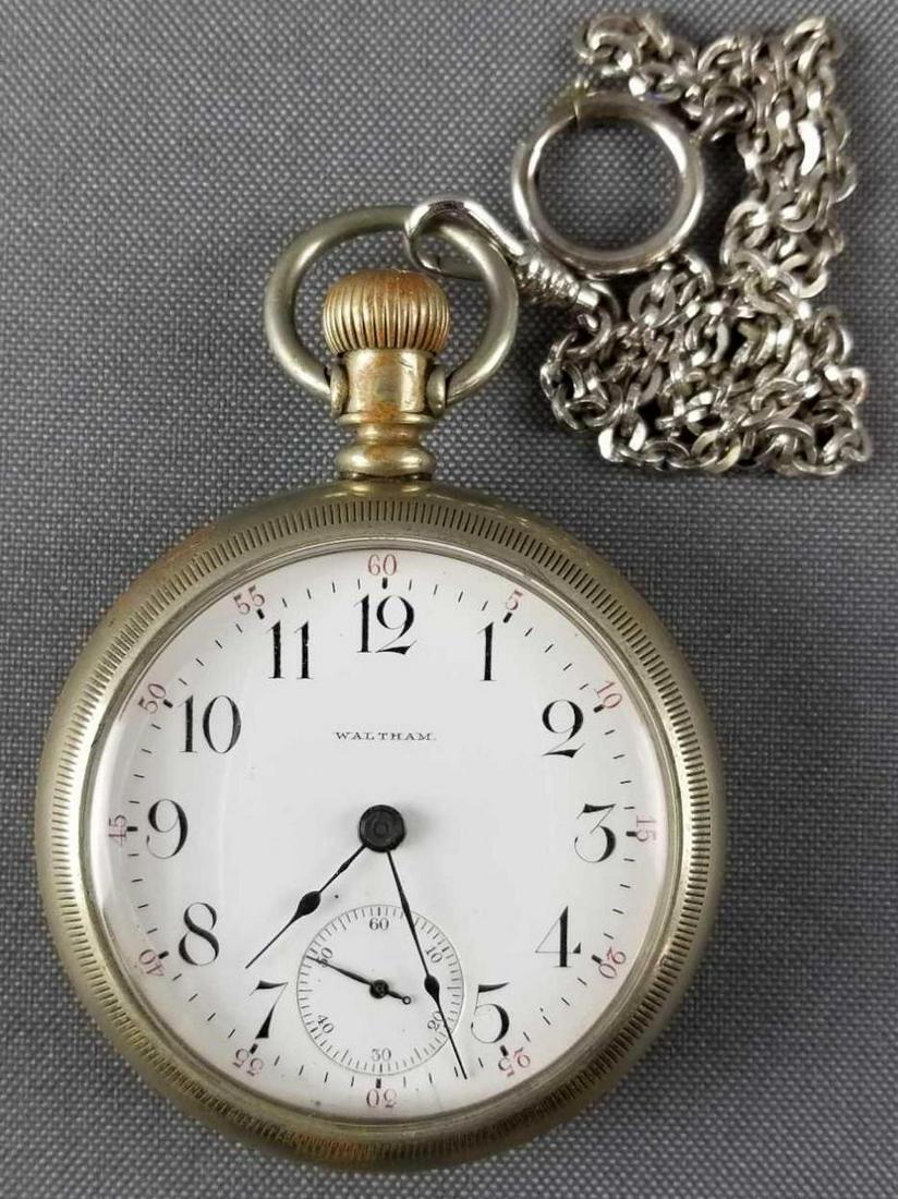 American Waltham watch company pocket watch: 15 jewels, #10669439. Patent date inside case Feb 19th, 1884. Working condition, watch face has small crack.