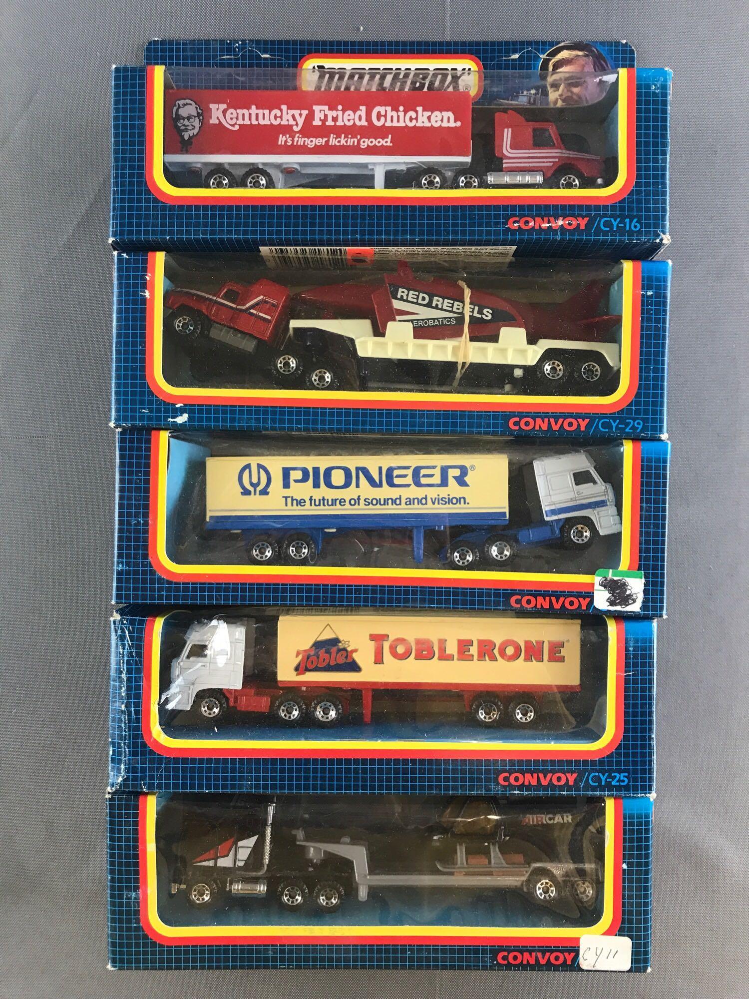 Group of 5 Matchbox Convoy die-cast tractor-trailers (1 of 3)