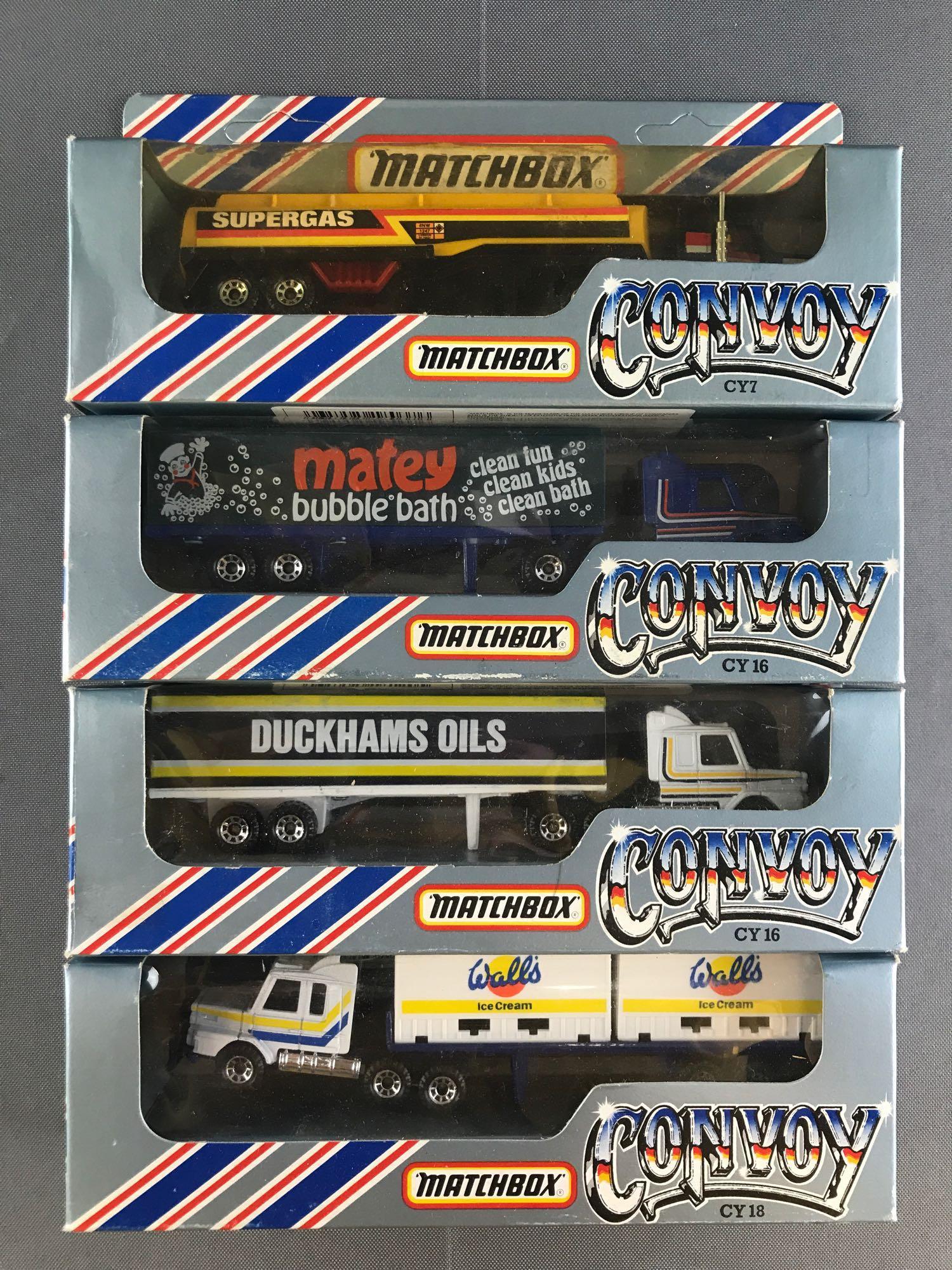 Group of 4 Matchbox Convoy die-cast tractor-trailers (1 of 3)