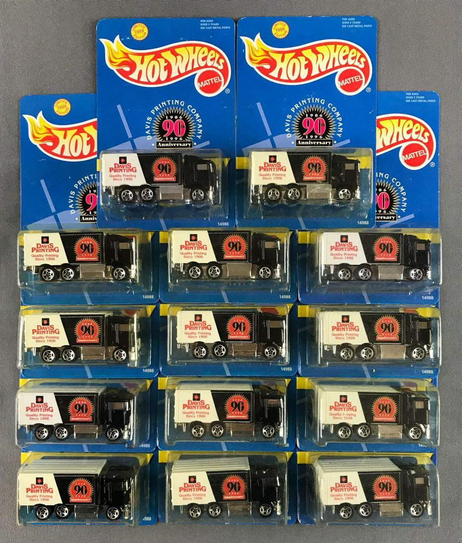 Group of 14 Hot Wheels Davis Printing Anniversary: 90th Anniversary, limited edition of 7000, each one is numbered. New old stock.