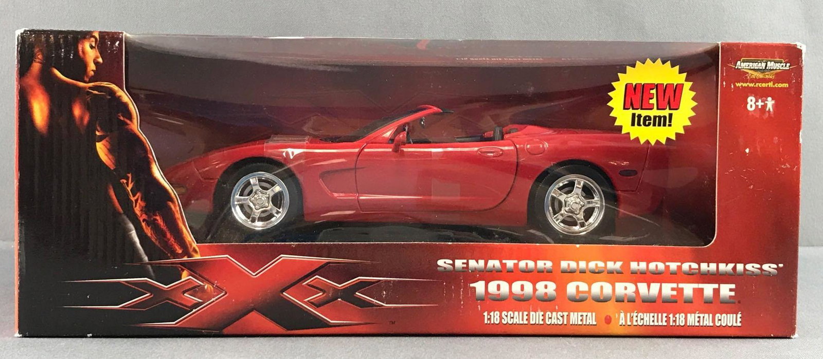 Ertl 1998 XXX Chevy Corvette die-cast vehicle: 1:18 scale, from movie xXX stolen car from Senator Dick Hotchkiss. New old stock.