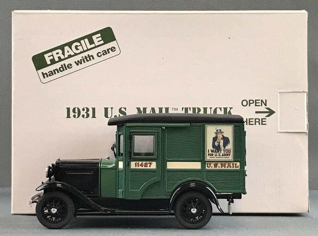 Danbury Mint die-cast 1931 U.S. Mail Truck in original: 1:24 scale, has U.S. Army advertising.