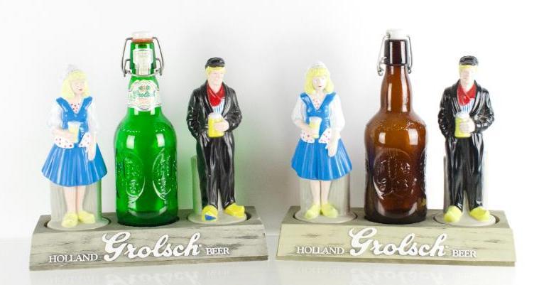 Group of 2 Vintage Grolsch Beer Advertising Back Bar: Plastic Construction, 11 x 5 x 11 inches