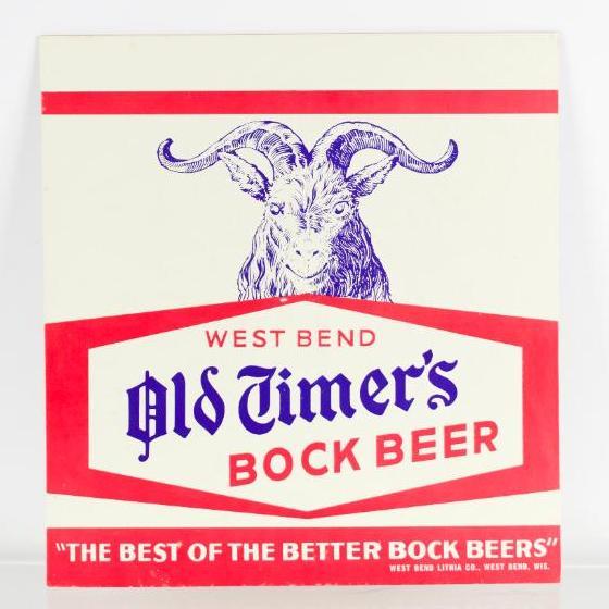 Vintage West Bend Old Timers Bock Beer Sign (1 of 2)
