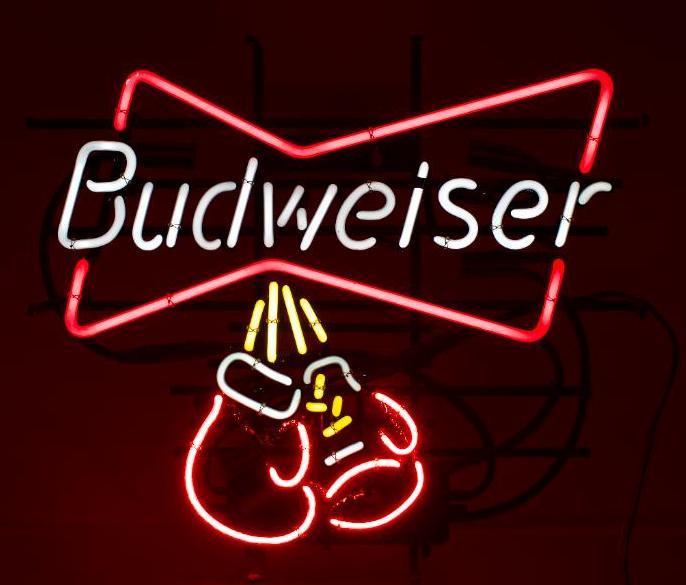 Budweiser Light Up Advertising Boxing Gloves Neon Beer (1 of 2)