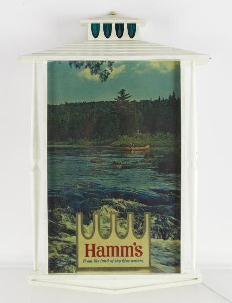 Vintage Hamms Beer Light Up Advertising Beer Sign: Working Condition, Circa 1960s, 12 1/2 x 18 1/2 inches