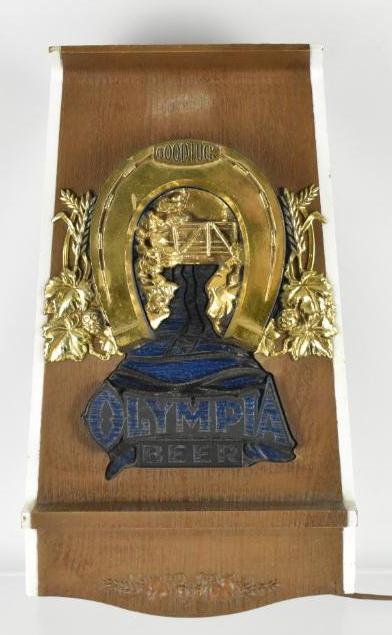 Vintage Olympia Beer Good Luck Light Up Motion Sign (1 of 3)
