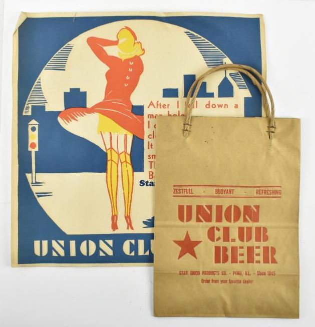 Group of 2 Vintage Union Club Beer Paper Advertisments (1 of 2)