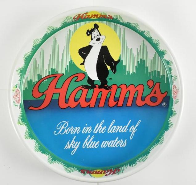 Vintage Hamms Beer Advertising Metal Beer Tray: 13 1/4 inches round