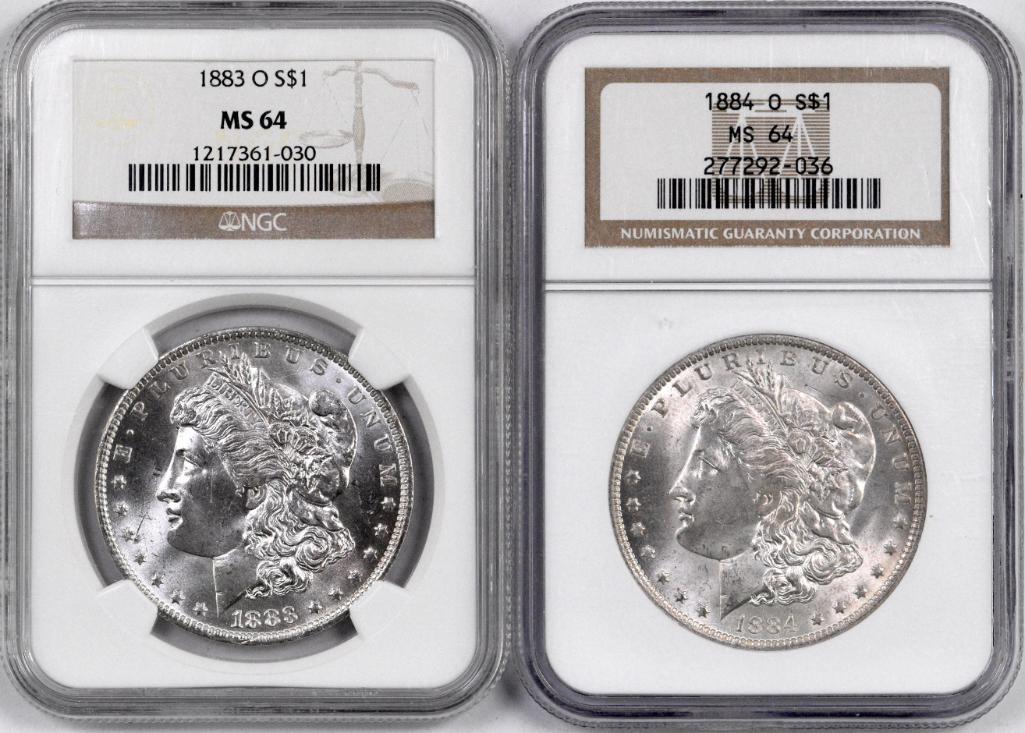Group of (2) Morgan Silver Dollars  (NGC) MS64 (1 of 2)