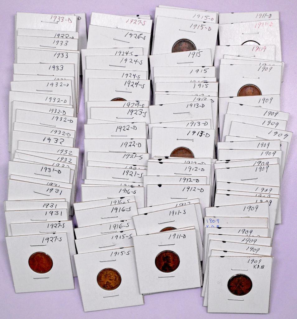 Group of (100) Lincoln Wheat Cents 1909 V.D.B.-1933 D (1 of 1)
