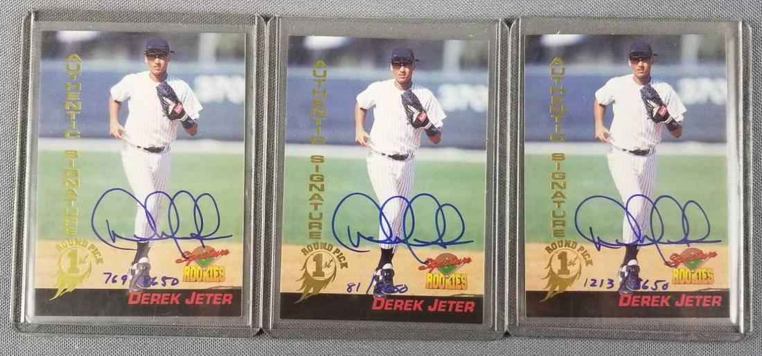 Group of 3 signed Derek Jeter Signature Rookies cards (1 of 2)