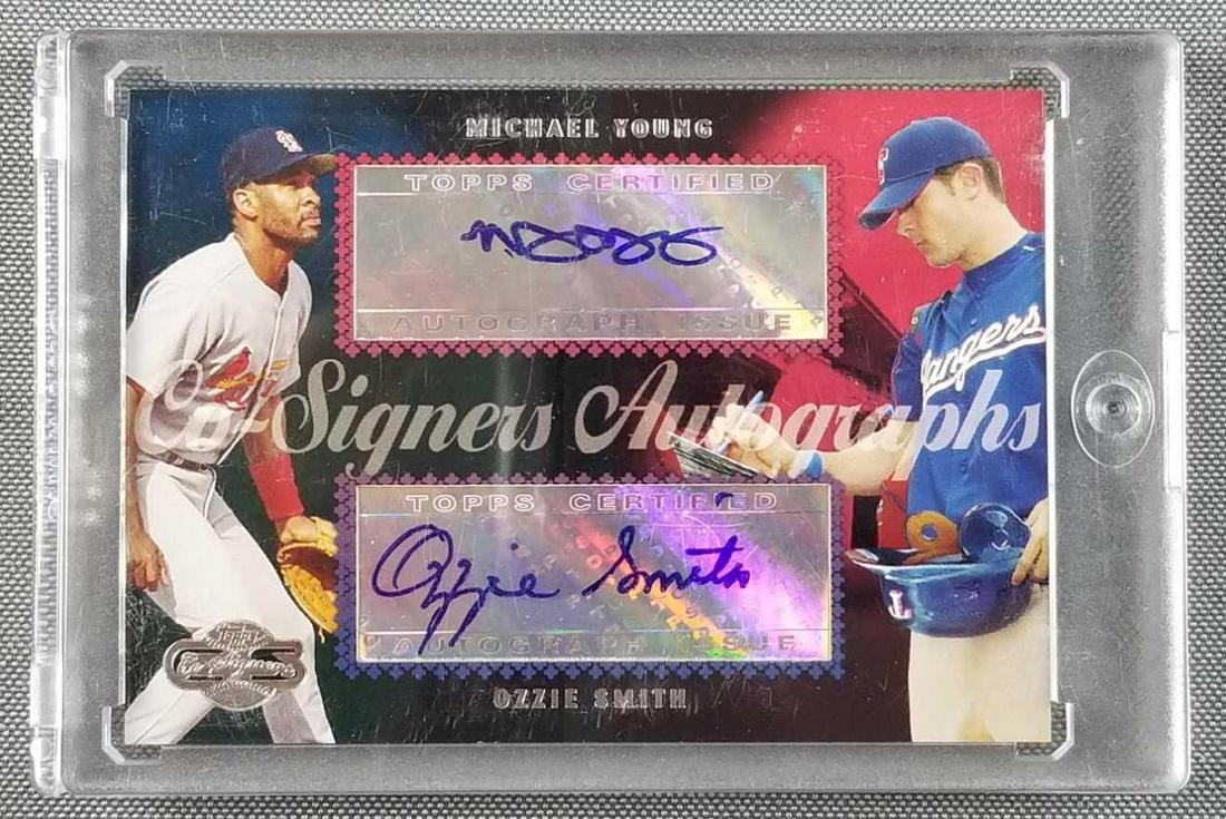 2006 Topps Ozzie Smith, Michael Young dual signed card: Autographed co-signers card.