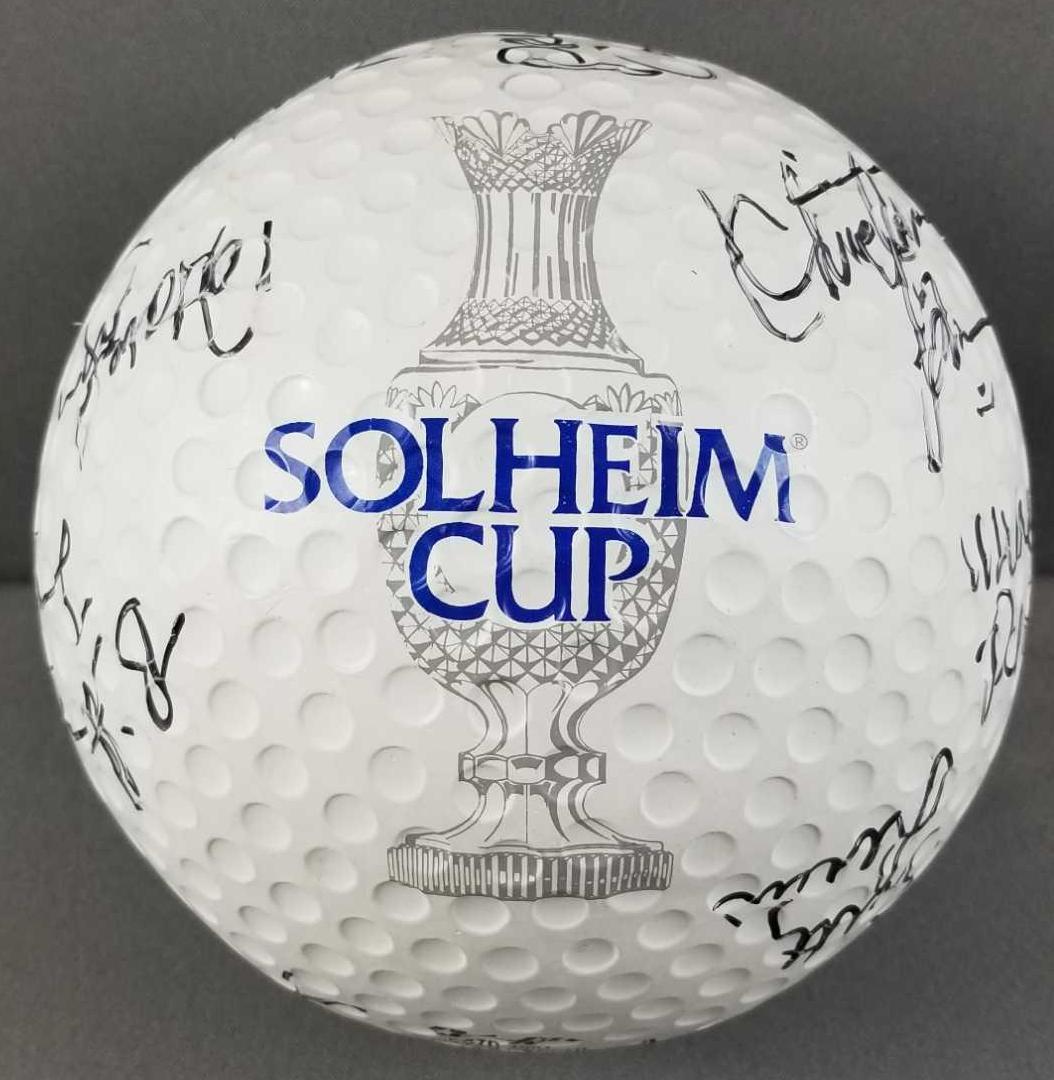 HUGE 2009 Solheim Cup signed novelty souvenir golf ball: Signed by Team USA. Ball- 6 inch diameter
