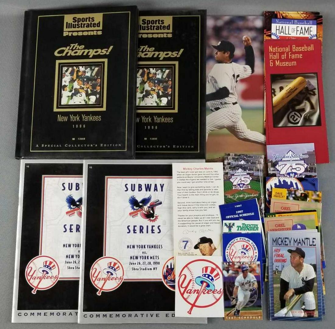 Baseball memorabilia, NY Yankees, Mickey Mantle and: Programs, schedules