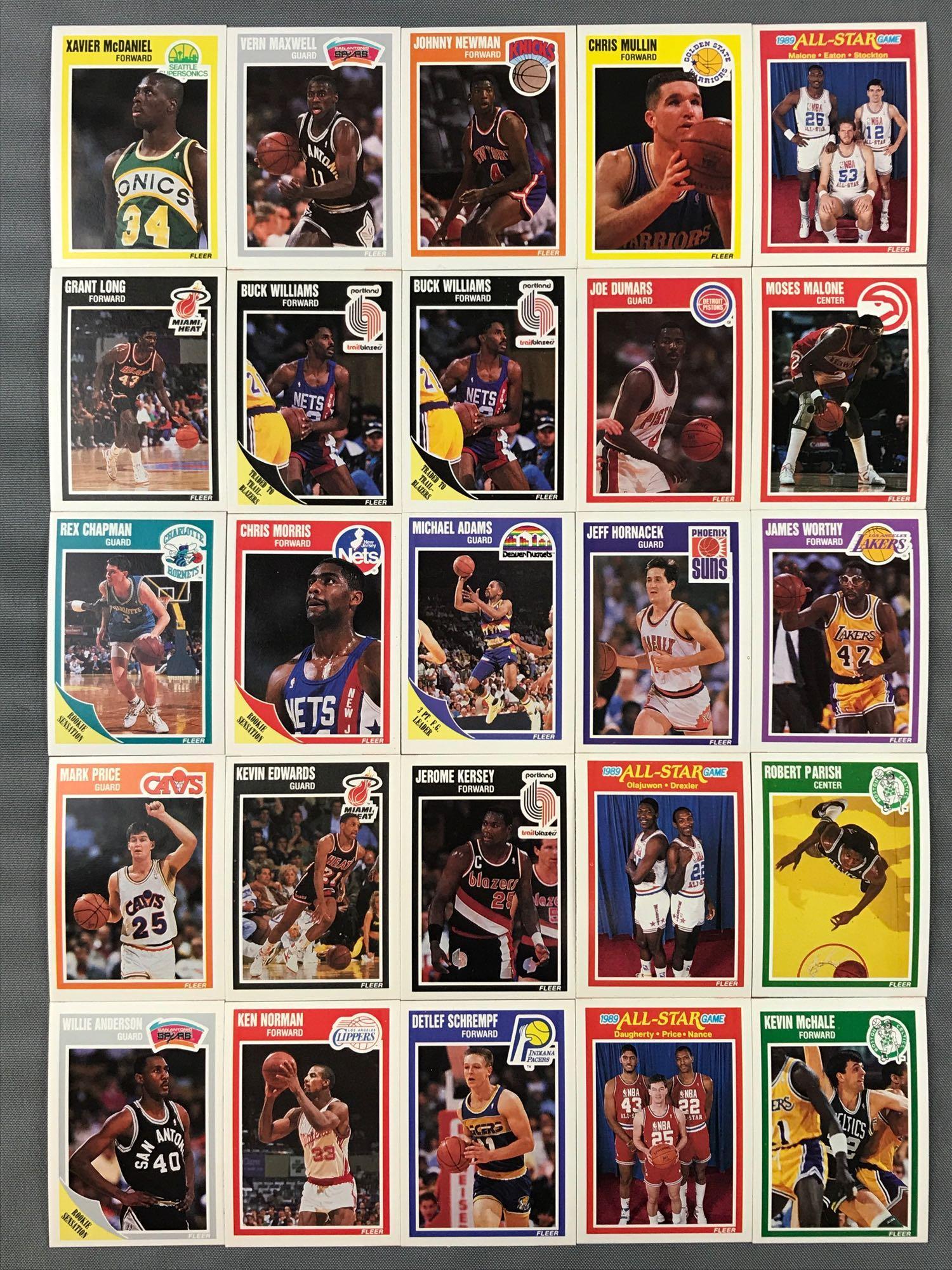 Group of 25 1989 Fleer NBA Basketball Stars (1 of 7)