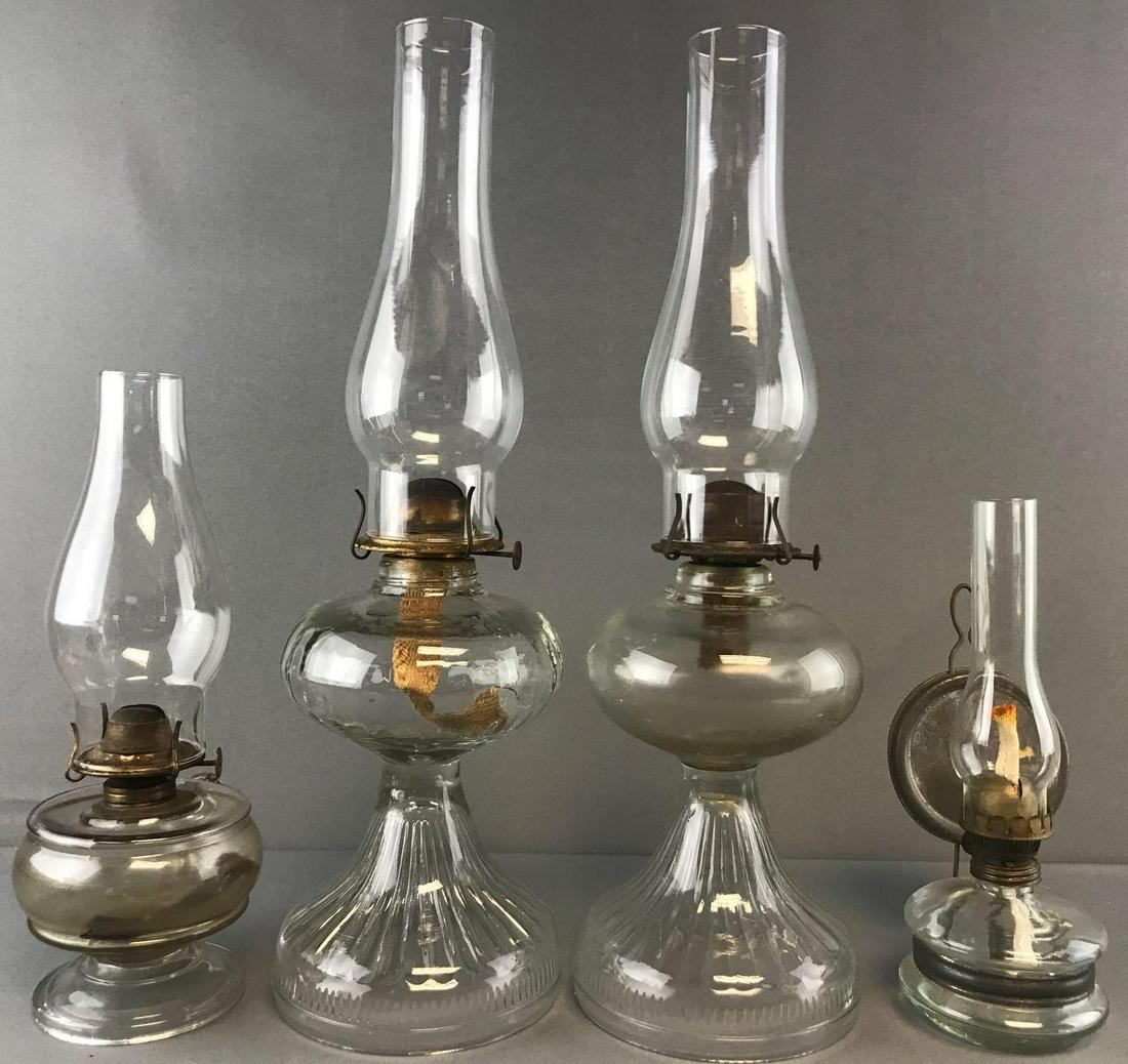 Group of 4 vintage pressed glass oil lamps (1 of 10)