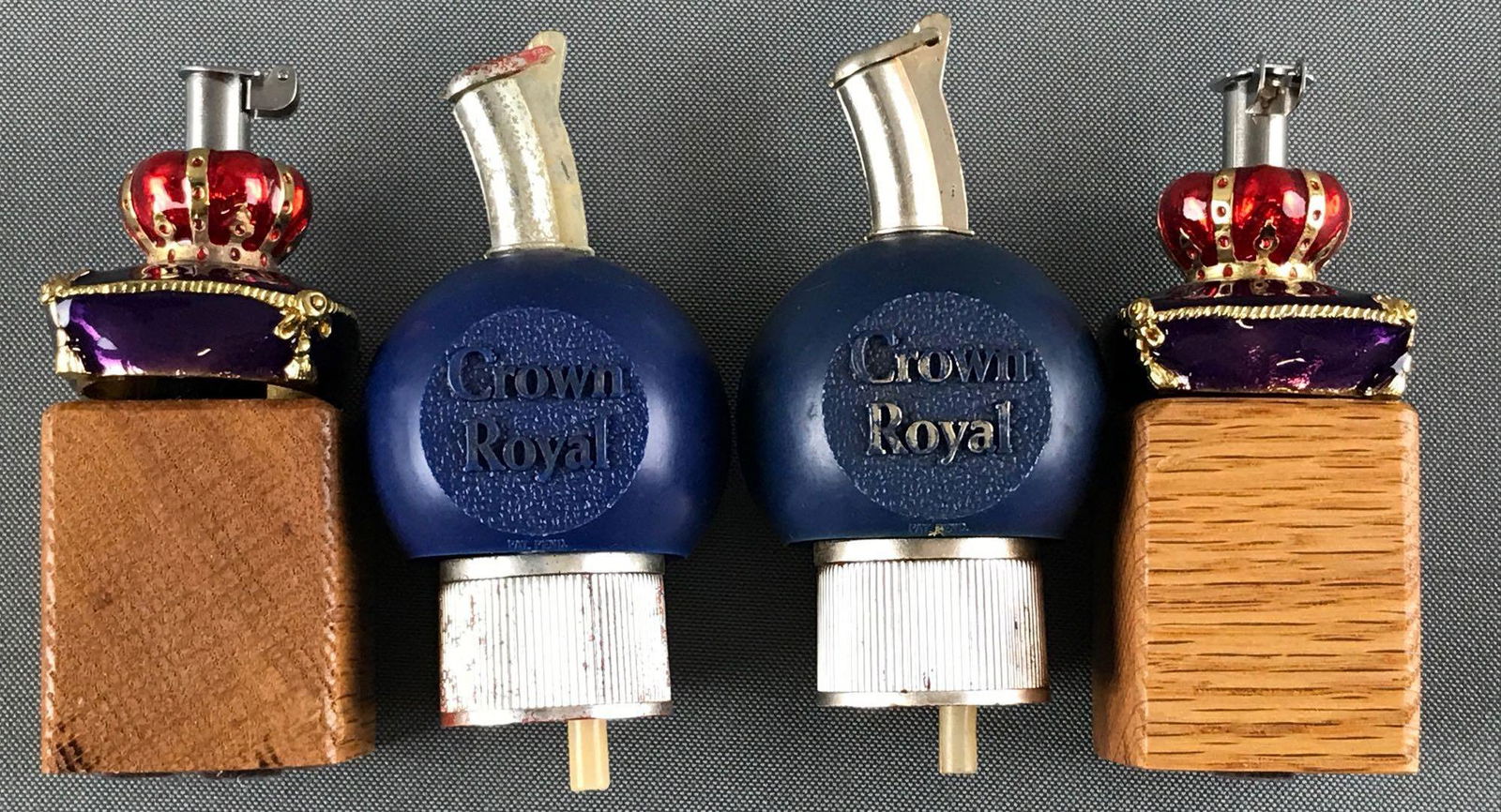Group of 4 Crown Royal advertising bottle pourers (1 of 5)