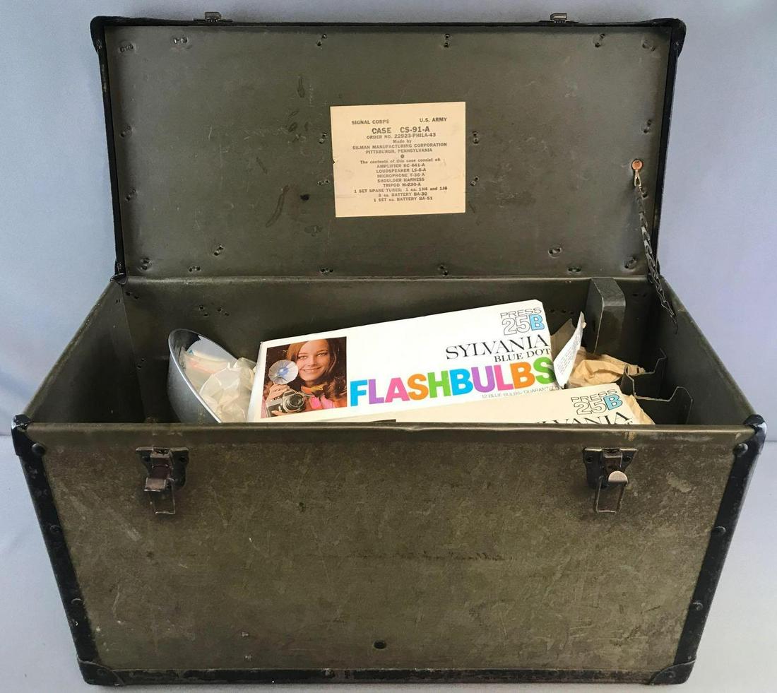 Vintage US Army Signal Corps box with assorted vintage (1 of 8)