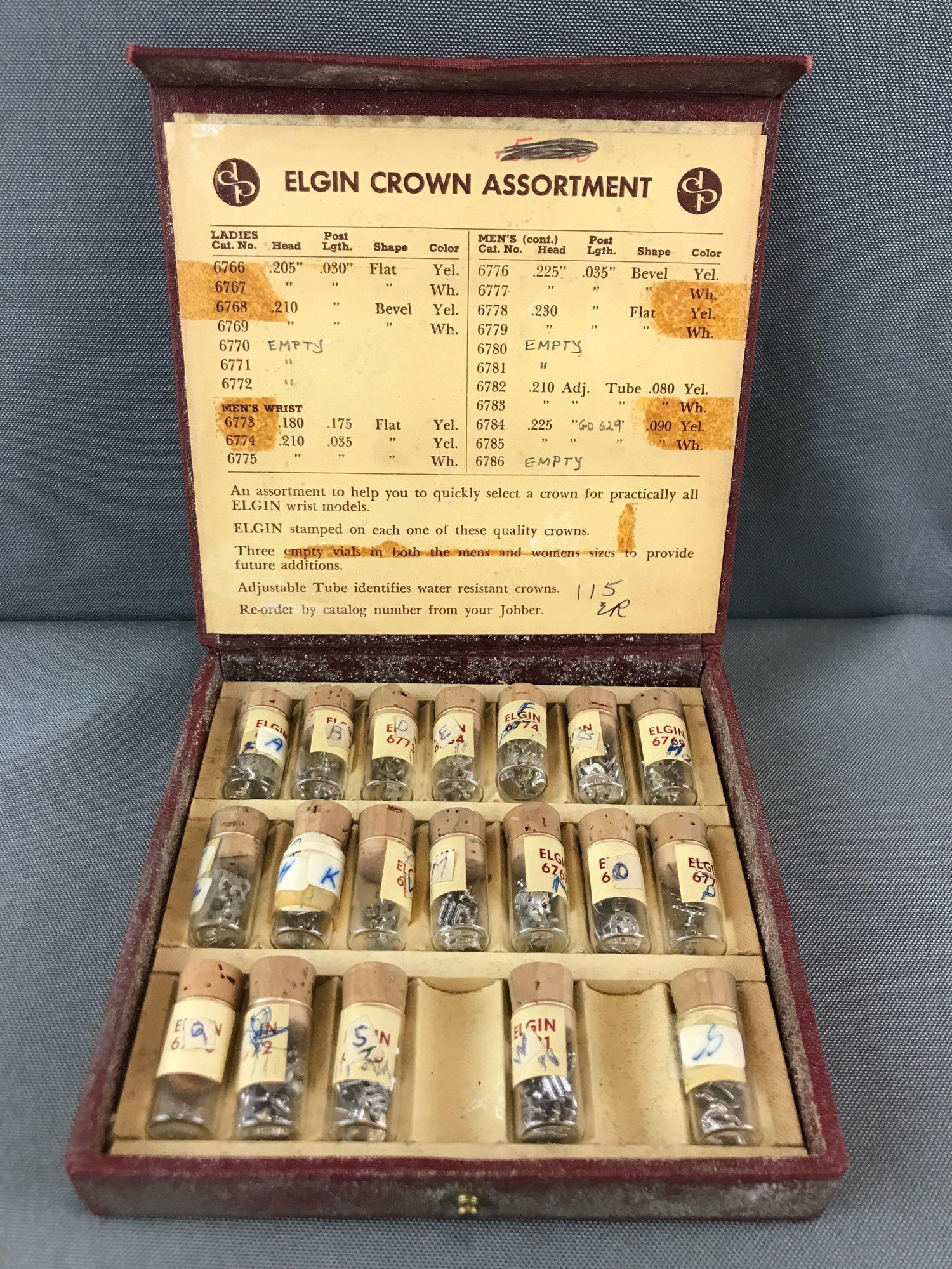 Vintage Elgin Crown Box w/ an Assortment of Large and (1 of 5)