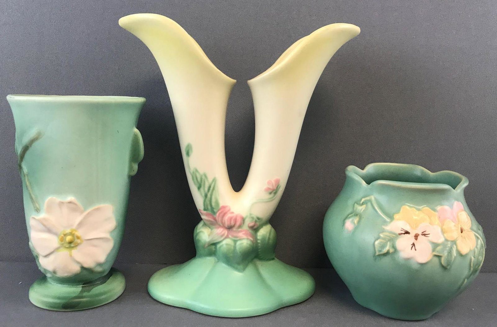 Group of 3 vintage art pottery vases (1 of 5)