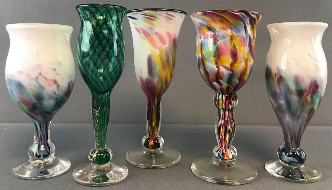 5 piece group Art Glass Stemware (1 of 7)