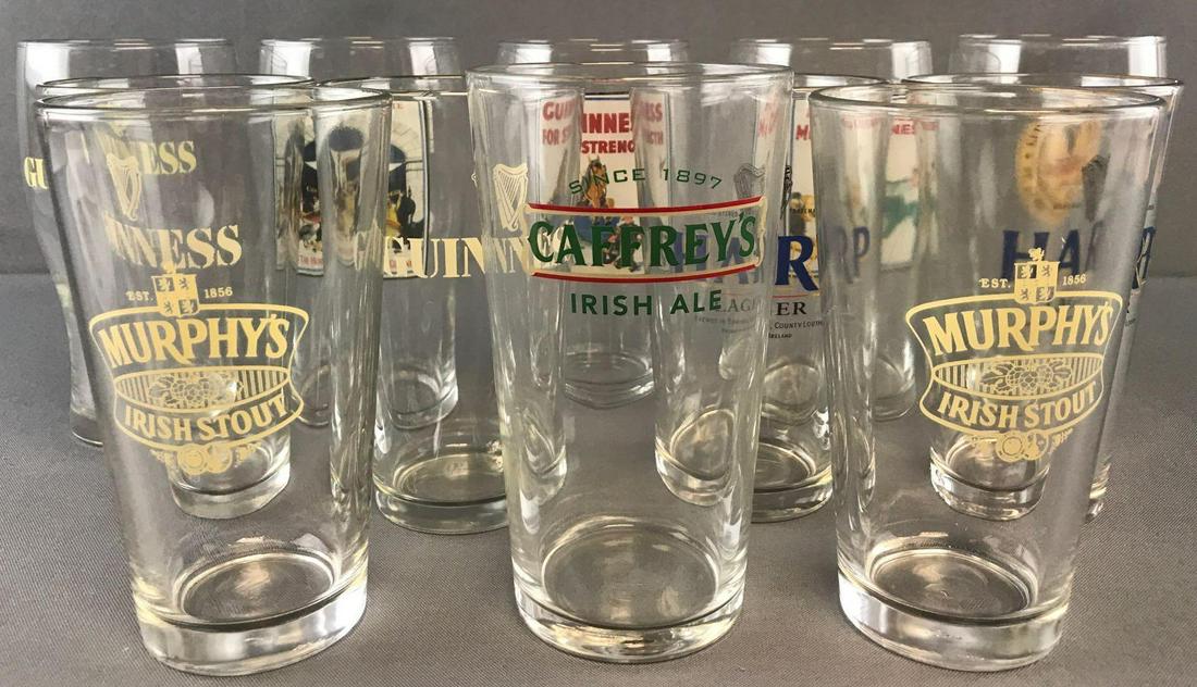 Group of 12 assorted advertising beer glasses (1 of 3)