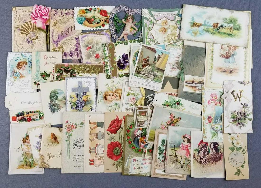 Group of antique cards, calling cards, postcards (1 of 4)