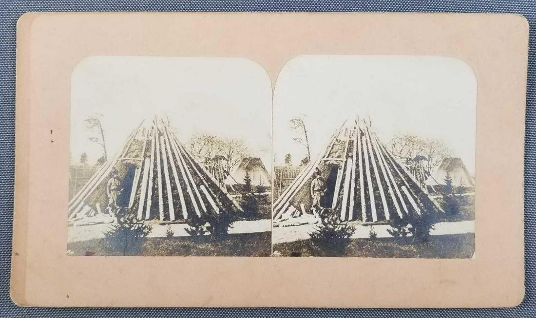 Antique stereoscope card Native American Teepee (1 of 3)