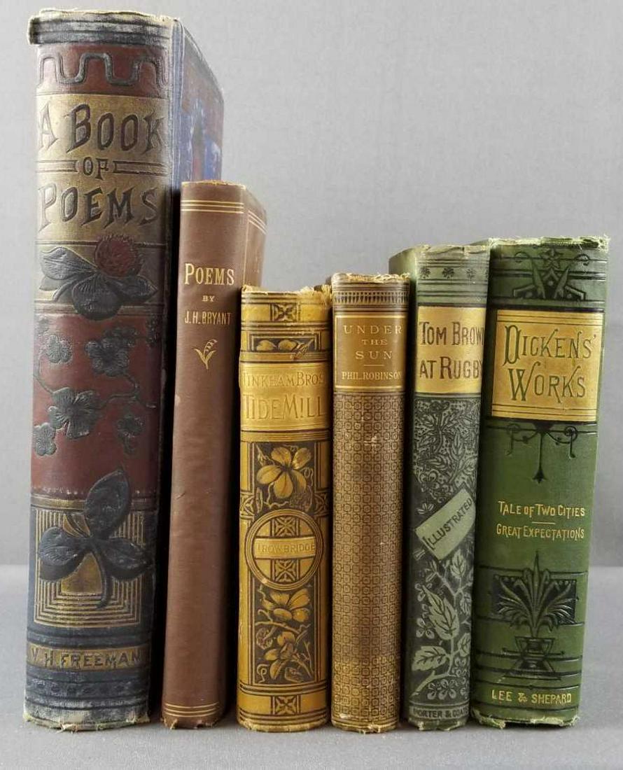 Group of 6 antique books- poems, Dickens and more (1 of 7)