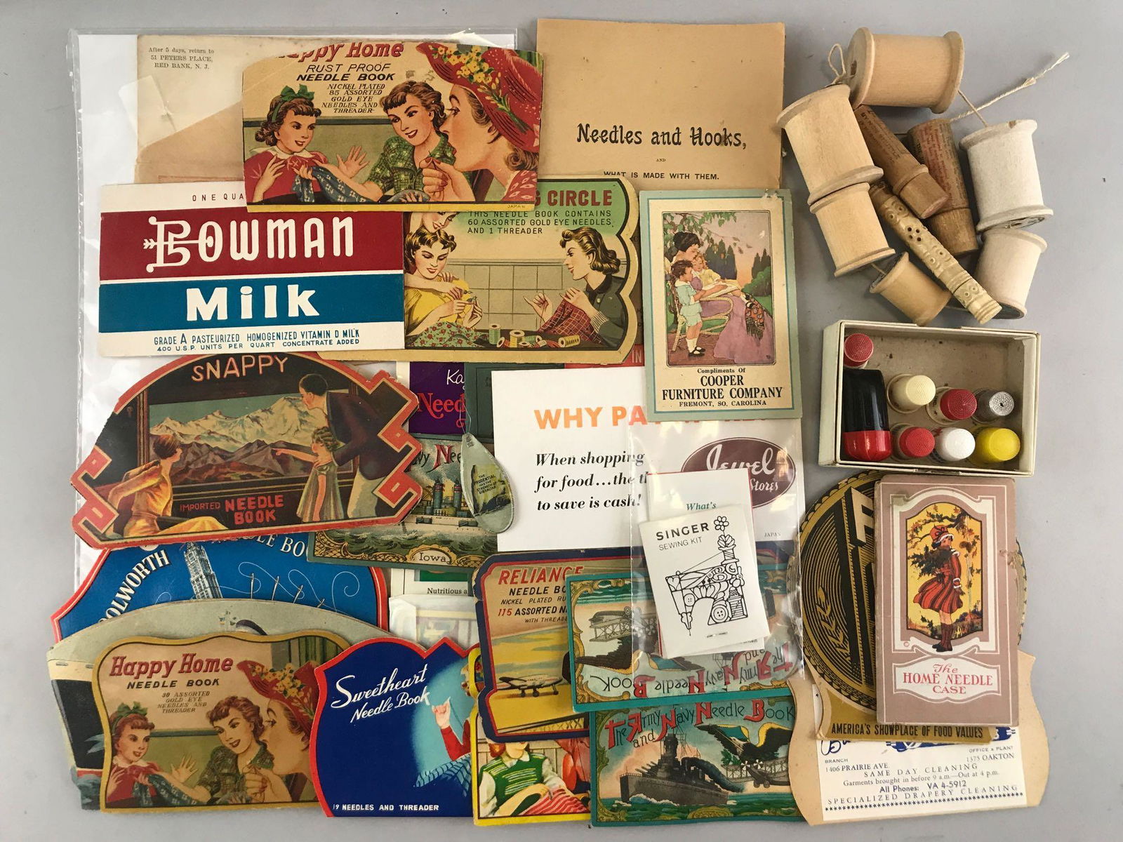 Group of 40+ assorted vintage sewing needle books and (1 of 3)