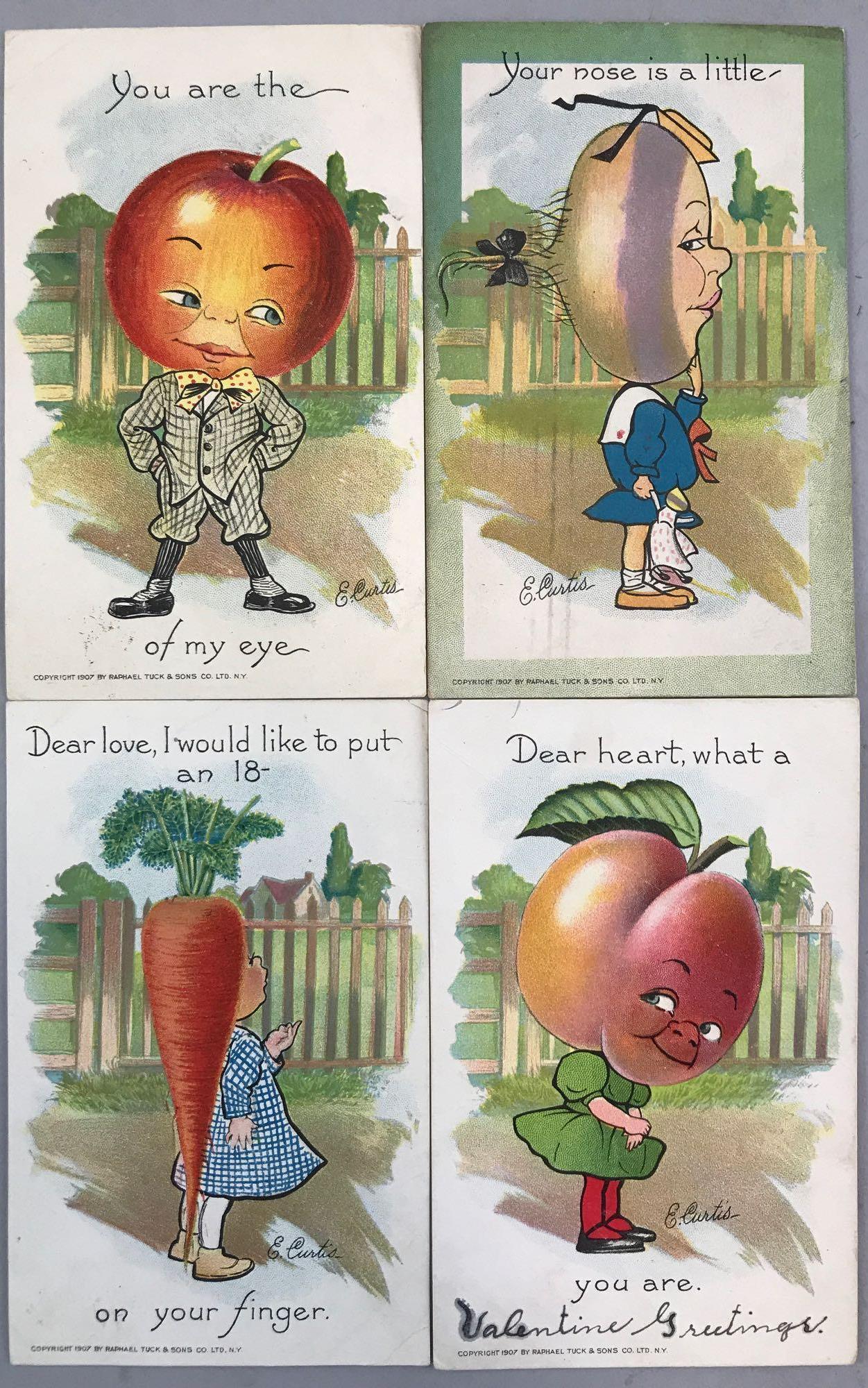 Postcards-E. Curtis-Fantasy Vegetables: Group of 20, Raphael Tuck & Sons