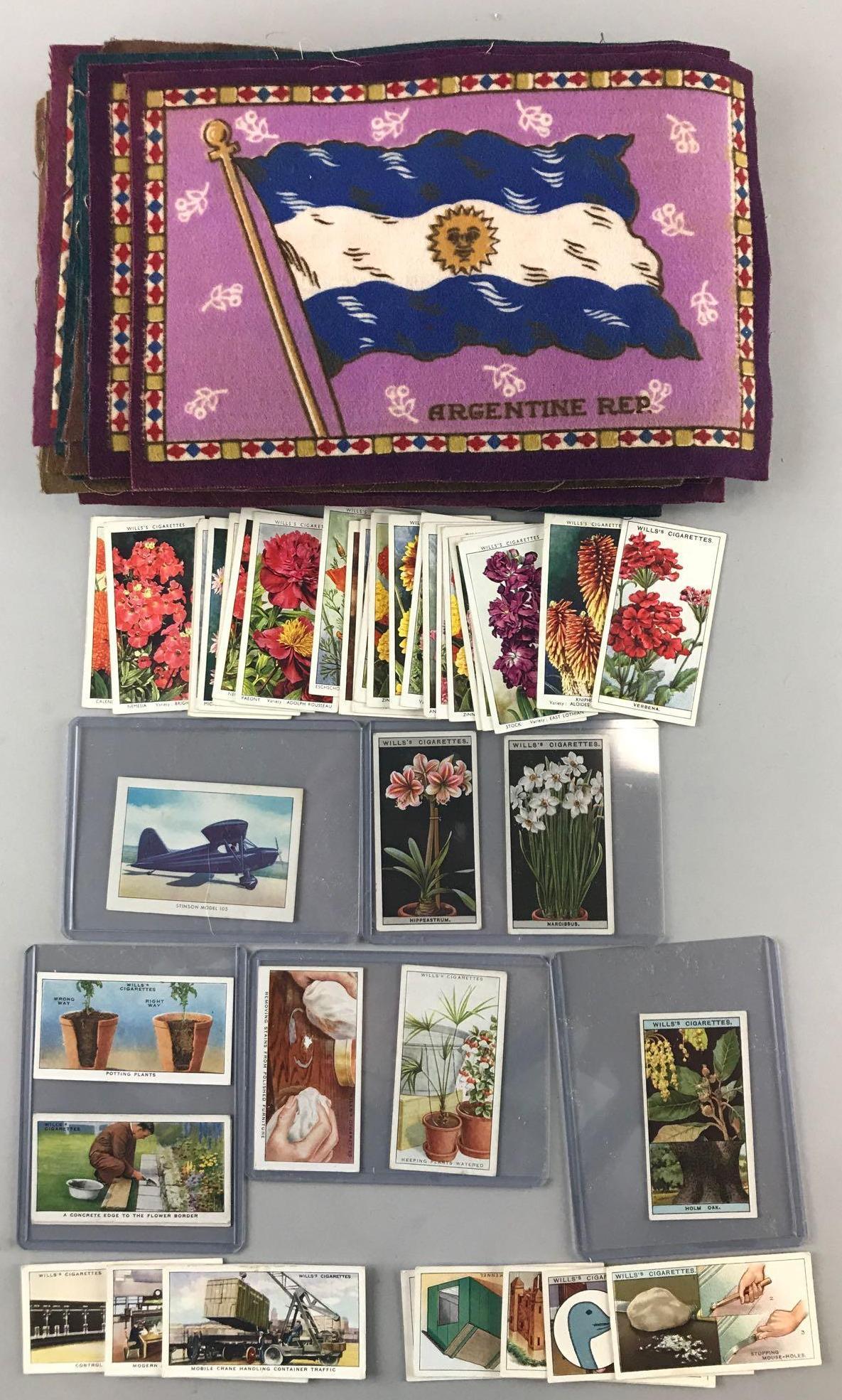 Group of 50+ vintage tobacco felts and cigarette cards (1 of 4)