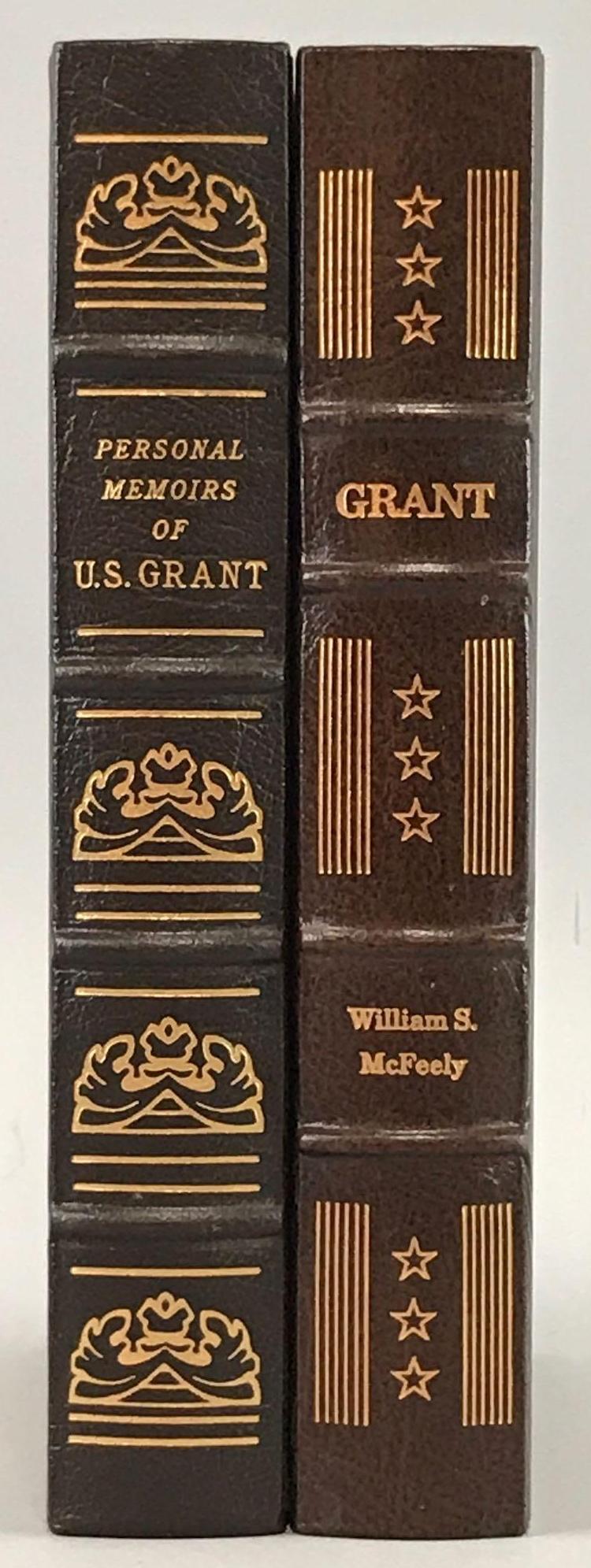 Group of 2 Ulysses S. Grant Easton Press Books: Personal Memoirs of US Grant, Grant by William S McFeely. Easton Press. Leather stamped in gilt with gilt edges.&