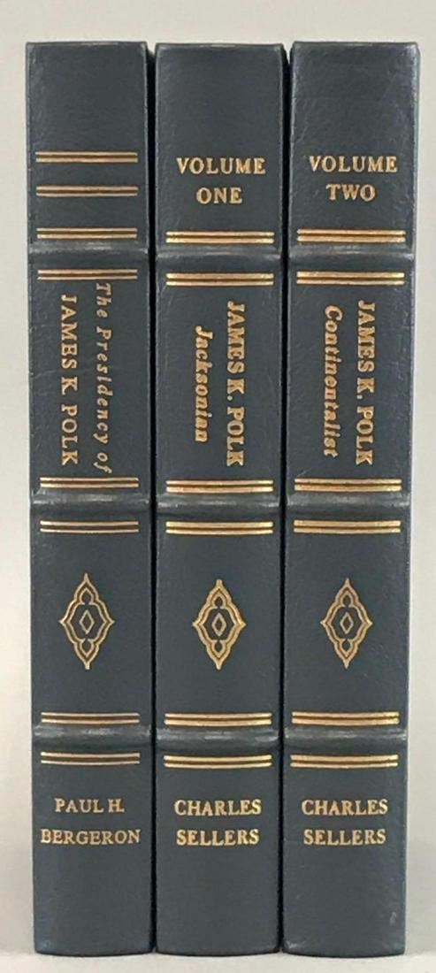 Group of 3 James K. Polk Easton Press Books: 3 books on James K Polk. Leather stamped in gilt with gilt edges. Easton Press