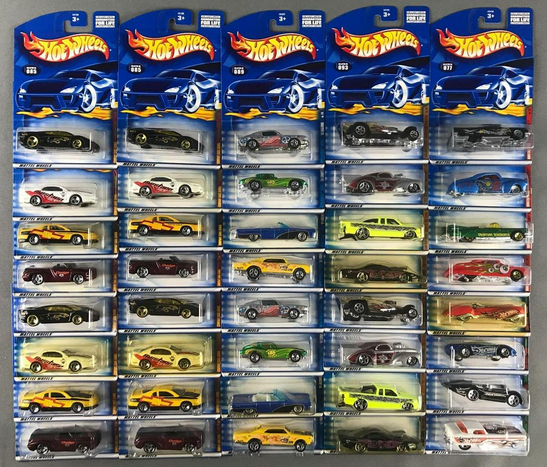 Group of 40 assorted Hot Wheels die-cast vehicles: Includes Company Car Series, Hippie Mobiles Series, Skin Deep Series, and more