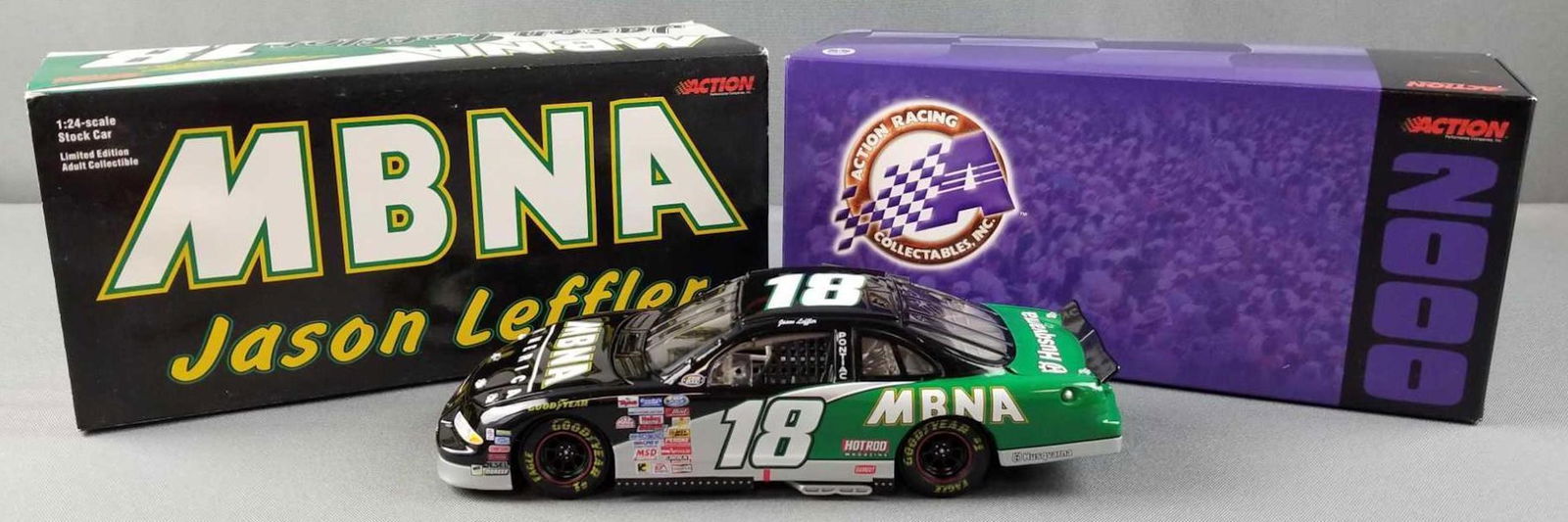 Jason Leffler #18 MBNA die cast NASCAR stock car (1 of 5)