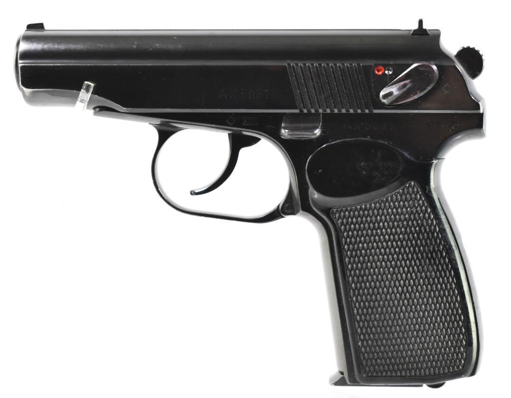 East German Makarov 9x18mm Semi Auto Pistol with: Includes Holster and 3 Magazines. Serial Number AX5031, Nice Bluing