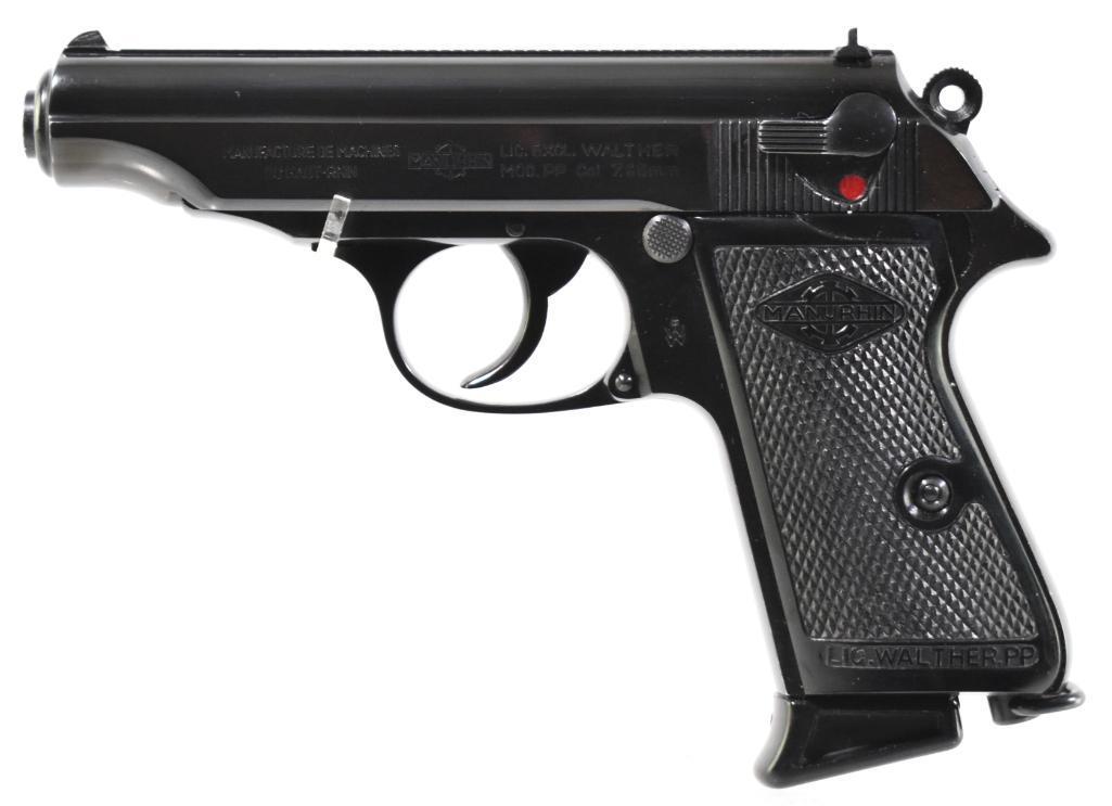 Walther Model PP 7.65mm Semi Auto Pistol: Includes 3 Magazines, Manurhin (French) manufactured.