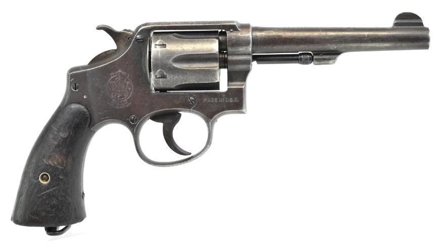WW1 US Smith and Wesson 38 S&W cal. Revolver: WW2 US Victory Model Revolver, All Items besides the revolver are Identified to Reuben C. Jordan 318th Infantry Headquarters division, A.E.F.. Serial Number V113917, Includes Leather US Holster, Bible