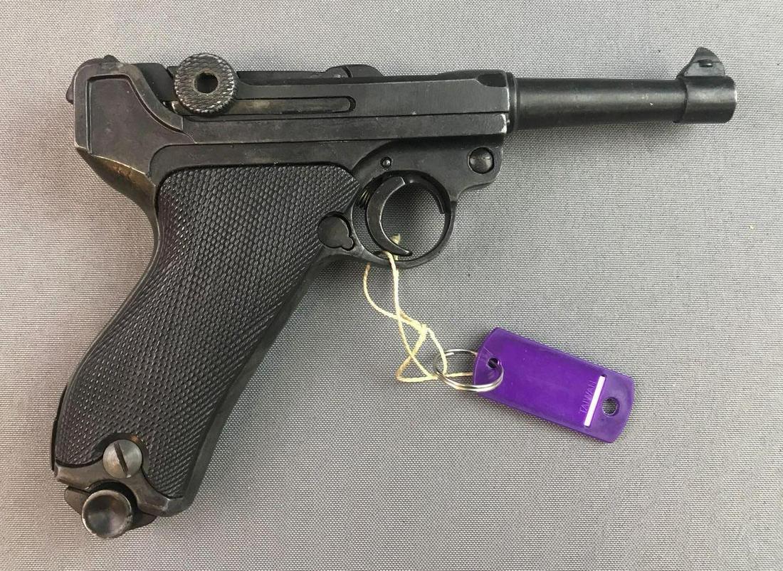 Imitation Luger Blank Firing Prop Gun: 9 inches total length.