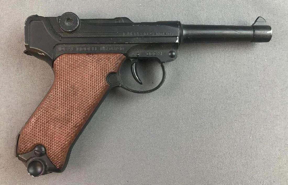 Luger Cap Pistol: 8 inches total length.