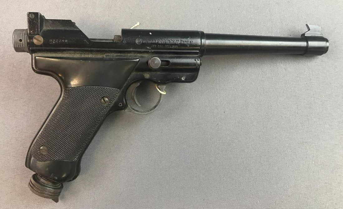 Crosman Mark II Target pellet gun: 11 inches total length. Untested.