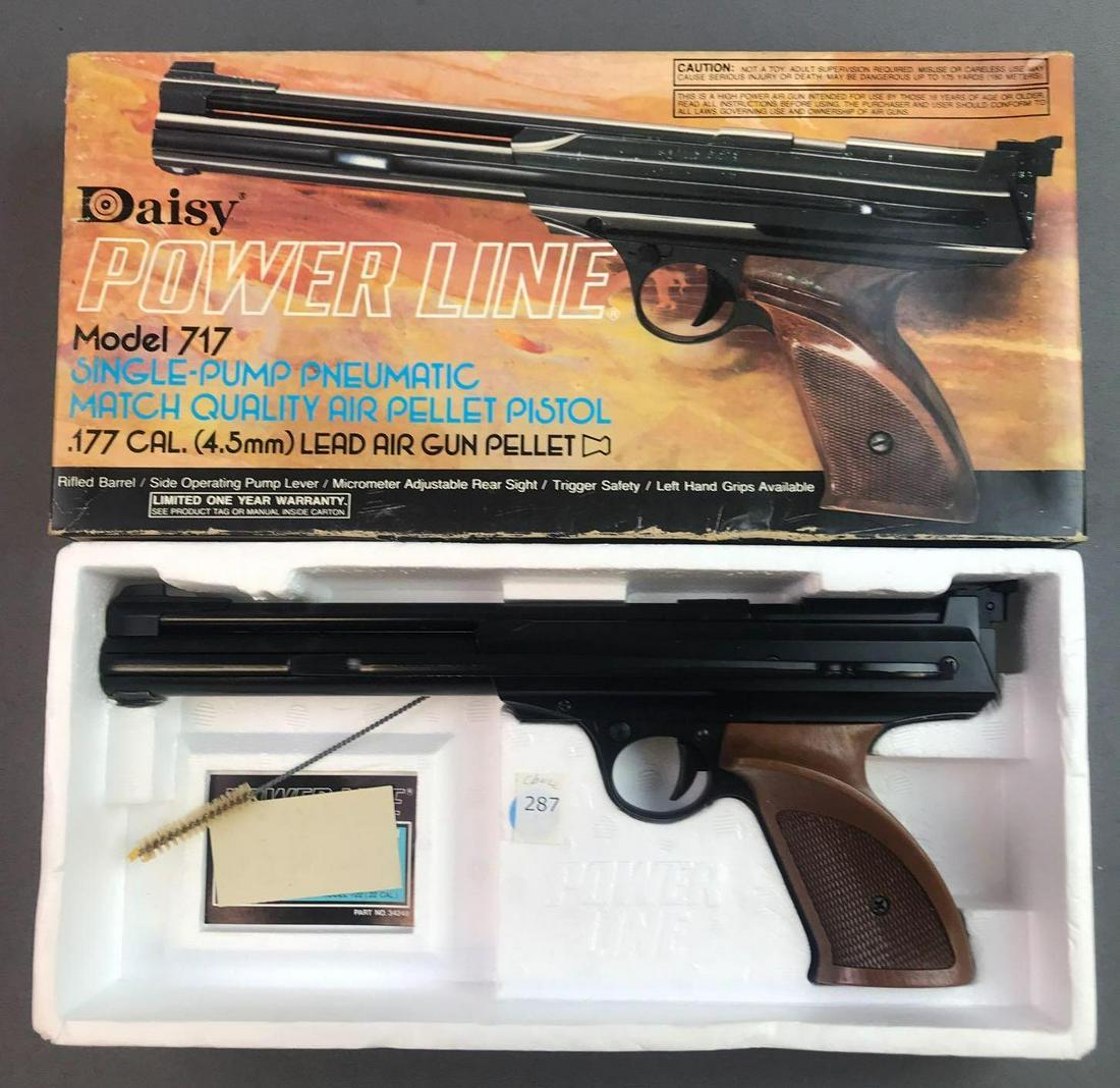 Daisy Power Line 717 Air Pellet Pistol: Single Pump Action, Working Condition, 13.5 inches total length.