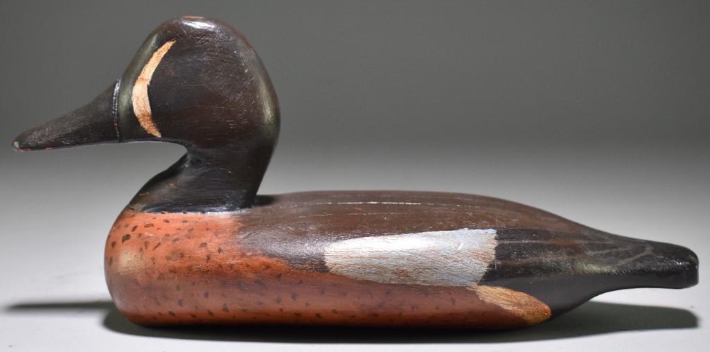 Teal Drake Duck Decoy: Unknown Carver, possible contemapary, 9 1/2 x 4 x 4 1/4 inches