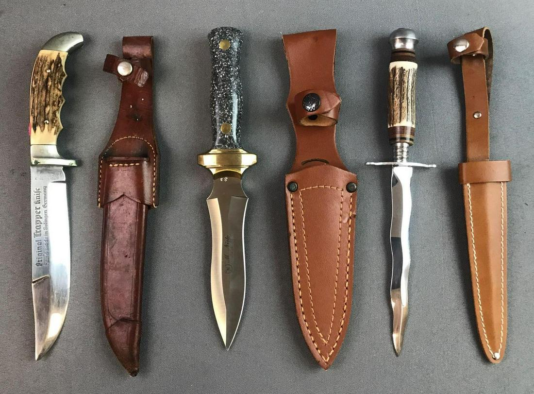 Dagger/Knife set: Black Forrest Dagger = 10 inches total length, Bigcat Cazador Granite Mattix = 9.75inches total length, German Hunting knife = 10 inches total length