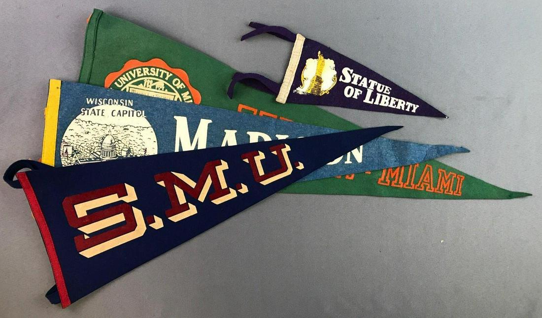 Group of miscellaneous pennants: 4 items total, largest pennant measures 29 inches long.