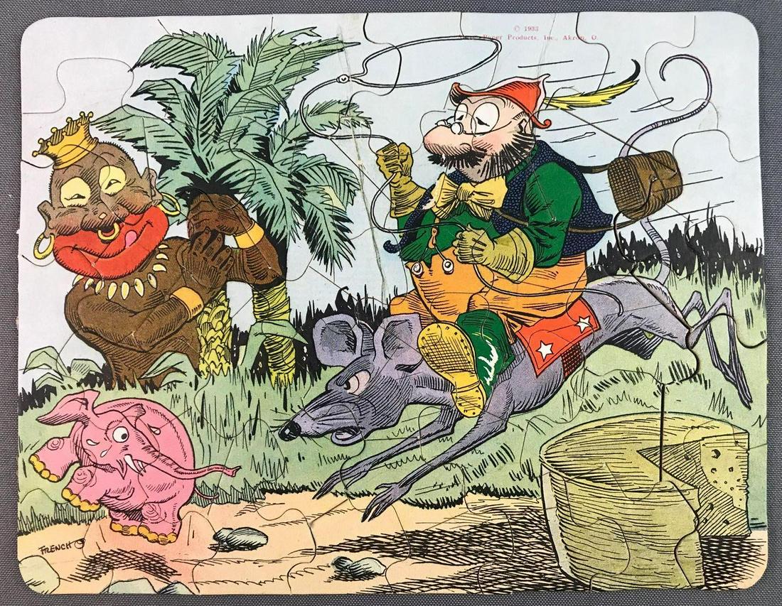 Vintage Proctor & Gamble Puzzle: Puzzle measures 9.75 x 7.5 inches, The Adventures of Professor Oscar Quackenbush Casing Pink Elephants.