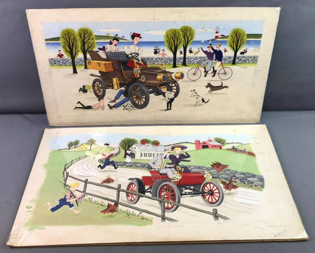 Pair of Vintage Corrigan Auto Prints (1 of 3)